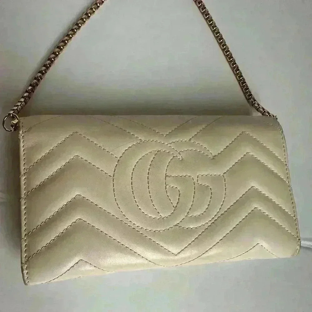 Authentic GUCCI MARMOT WALLET-CROSSBODY MINI BAG IVORY - Picture 9 of 16